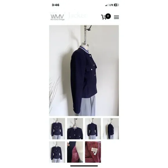 ~ Vintage RARE Armani Jeans Med Wool Military Jacket HTF Women's Button Up Lined - Picture 14 of 14